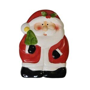 Holiday Santa 2 Piece Solid Glass Snack Dish